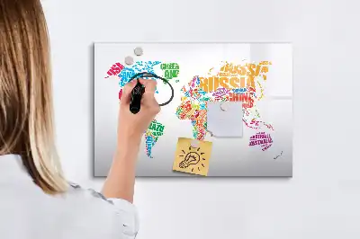 Magnetinė rašymo lenta spalvingi šalių pavadinimai