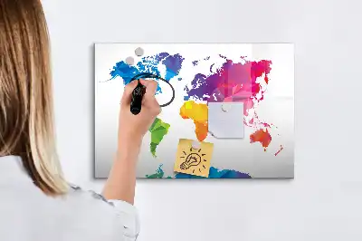 Magnetinė rašymo lenta su abstraktaus pasaulio žemėlapio motyvu