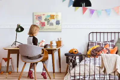 Magnetinė rašymo lenta su raidiniu pasaulio žemėlapiu