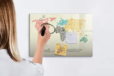 Magnetinė rašymo lenta su raidiniu pasaulio žemėlapiu