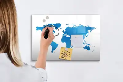 Magnetinė rašymo lenta pasaulio žemėlapio dizaino