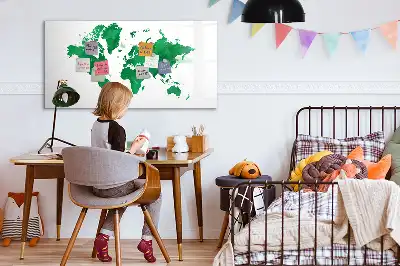 Magnetinė rašymo lenta su žalio pasaulio žemėlapio motyvu