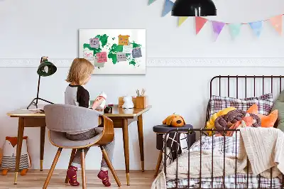 Magnetinė rašymo lenta su žalio pasaulio žemėlapio motyvu