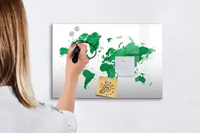 Magnetinė rašymo lenta su žalio pasaulio žemėlapio motyvu