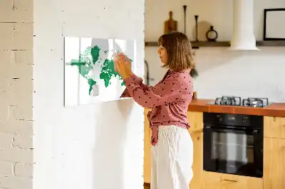 Magnetinė rašymo lenta su žalio pasaulio žemėlapio motyvu