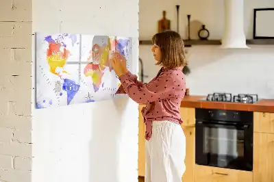 Magnetinė piešimo lenta akvarelinio pasaulio žemėlapio dizaino