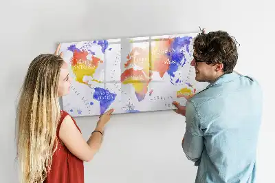 Magnetinė piešimo lenta akvarelinio pasaulio žemėlapio dizaino