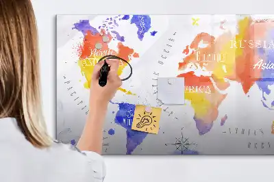 Magnetinė piešimo lenta akvarelinio pasaulio žemėlapio dizaino