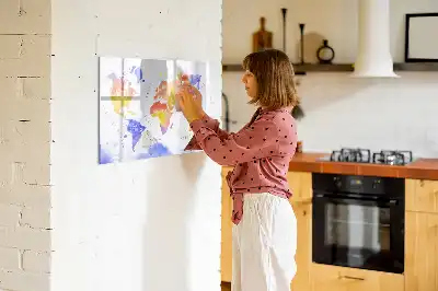 Magnetinė piešimo lenta akvarelinio pasaulio žemėlapio dizaino