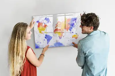 Magnetinė piešimo lenta akvarelinio pasaulio žemėlapio dizaino