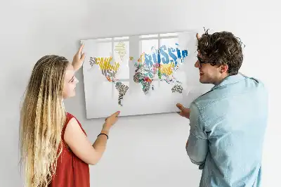 Magnetinė rašymo lenta su tekstiniu pasaulio žemėlapiu
