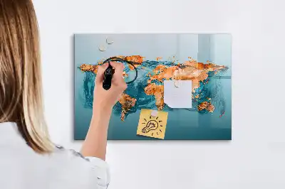 Magnetinė piešimo lenta abstraktus pasaulio žemėlapio dizainas