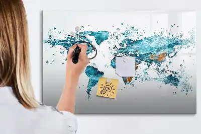 Magnetinė rašymo lenta pasaulio žemėlapis iš vandens