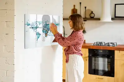 Magnetinė rašymo lenta pasaulio žemėlapis iš vandens