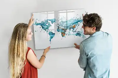 Magnetinė rašymo lenta pasaulio žemėlapis iš vandens