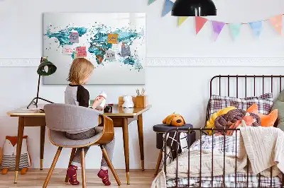 Magnetinė rašymo lenta pasaulio žemėlapis iš vandens