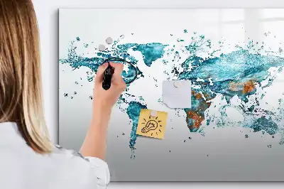 Magnetinė rašymo lenta pasaulio žemėlapis iš vandens