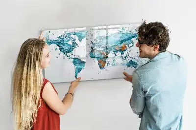Magnetinė rašymo lenta pasaulio žemėlapis iš vandens