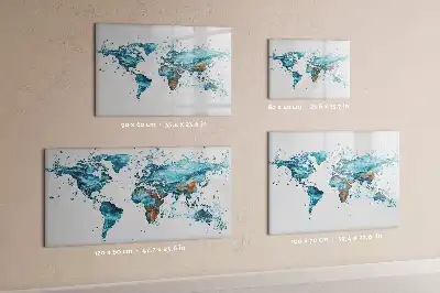 Magnetinė rašymo lenta pasaulio žemėlapis iš vandens