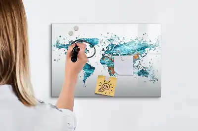 Magnetinė rašymo lenta pasaulio žemėlapis iš vandens