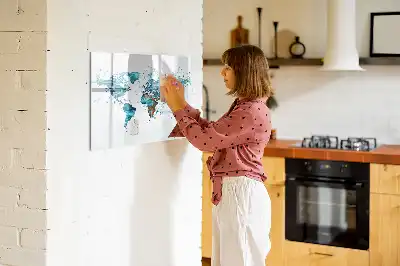 Magnetinė rašymo lenta pasaulio žemėlapis iš vandens