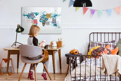 Magnetinė rašymo lenta pasaulio žemėlapis iš vandens