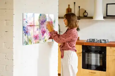 Magnetinė piešimo lenta su nupieštų gėlių motyvais