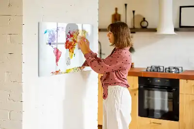 Magnetinė piešimo lenta akvarelinio pasaulio žemėlapio dizaino