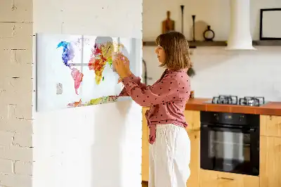 Magnetinė piešimo lenta akvarelinio pasaulio žemėlapio dizaino