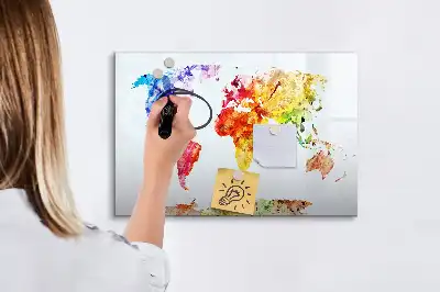 Magnetinė piešimo lenta akvarelinio pasaulio žemėlapio dizaino