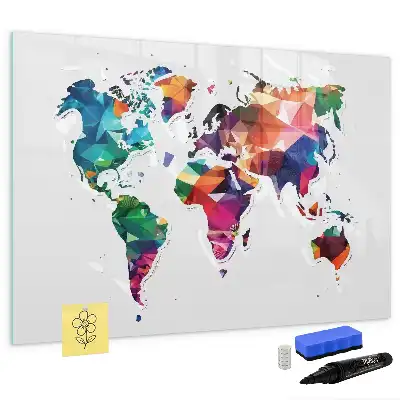 Magnetinė rašymo lenta pasaulio žemėlapis iš trikampių