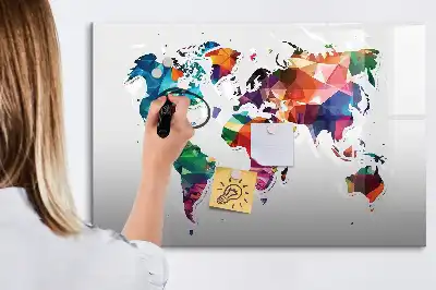 Magnetinė rašymo lenta pasaulio žemėlapis iš trikampių