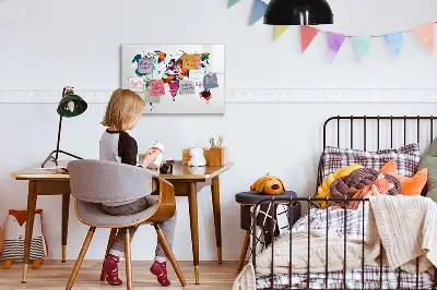 Magnetinė rašymo lenta pasaulio žemėlapis iš trikampių