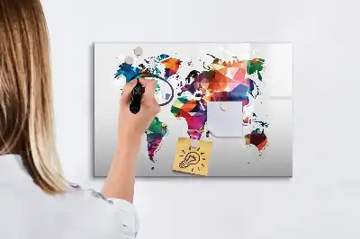Magnetinė rašymo lenta pasaulio žemėlapis iš trikampių