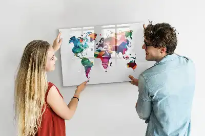 Magnetinė rašymo lenta pasaulio žemėlapis iš trikampių