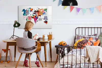 Magnetinė rašymo lenta pasaulio žemėlapis iš trikampių