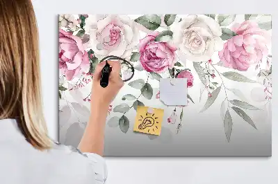 Magnetinė piešimo lenta su akvarelinių rožių raštu