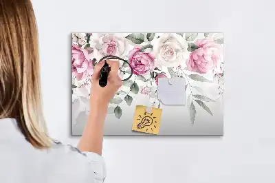 Magnetinė piešimo lenta su akvarelinių rožių raštu