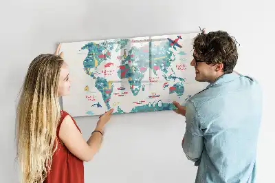 Magnetinė piešimo lenta iliustruotas pasaulio žemėlapis