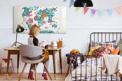 Magnetinė piešimo lenta iliustruotas pasaulio žemėlapis
