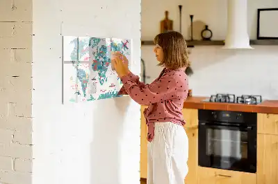 Magnetinė piešimo lenta iliustruotas pasaulio žemėlapis
