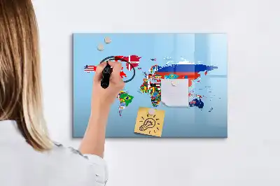 Magnetinė rašymo lenta su vėliavėlėmis