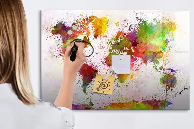 Magnetinė piešimo lenta akvarelinio pasaulio žemėlapio dizaino