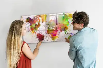 Magnetinė piešimo lenta akvarelinio pasaulio žemėlapio dizaino