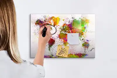 Magnetinė piešimo lenta akvarelinio pasaulio žemėlapio dizaino