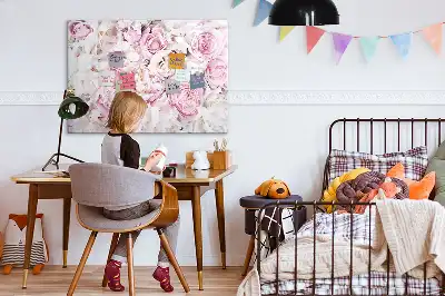 Magnetinė rašymo lenta su dekoratyvinių gėlių raštu