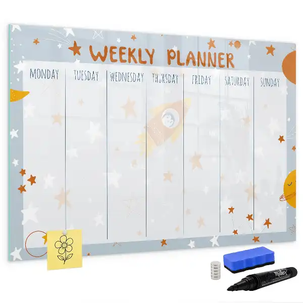 Magnetinė piešimo lenta savaitės planuoklis