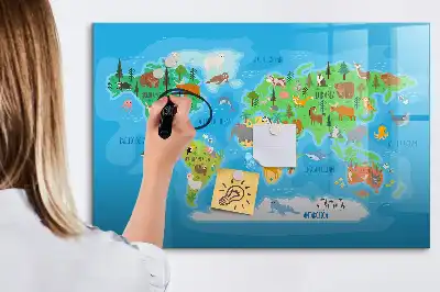 Magnetinė rašymo lenta su animacinio žemėlapio dizainu