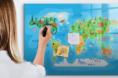 Magnetinė rašymo lenta su animacinio žemėlapio dizainu