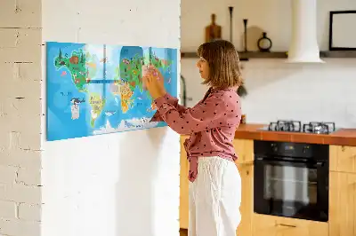 Magnetinė rašymo lenta su animacinio žemėlapio dizainu